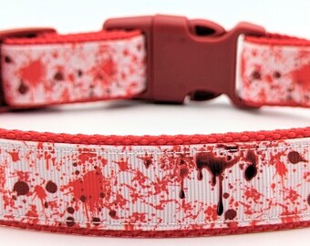 Blood Splatter Dog Collar / Halloween Horror Movie True Crime