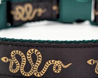 Slithering Snake Dog Collar / Gold Snake Gothic Mystical Spooky