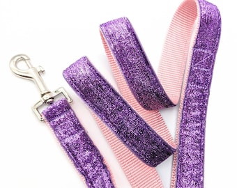 Custom Sparkle Dog Leash - Metallic Ribbon with Color Choices