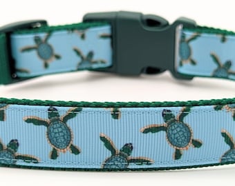 Sea Turtle Dog Collar - Beach Ocean Swimming