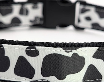 Holy Cow! Cow Print Dog Collar - Western Farm Style - Black and White Cow Spot
