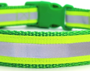 Neon Yellow Reflective Safety Dog Collar