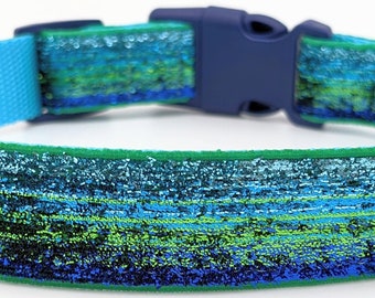 Blue Green Ombre Sparkle Dog Collar / Mermaid Sparkle Dog Collar