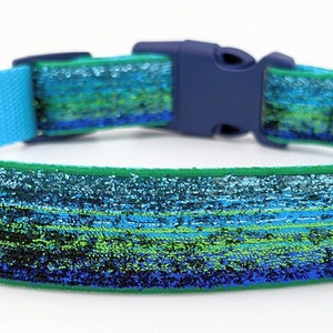 Blue Green Ombre Sparkle Dog Collar / Mermaid Sparkle Dog Collar image 1