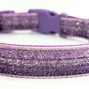 Purple Ombre Sparkle Dog Collar: Silver Glitter Bling