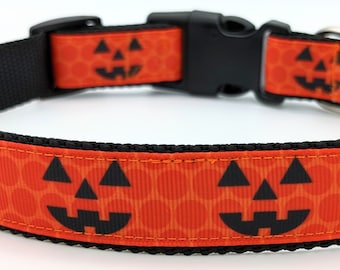 Jack O' Lantern Dog Collar / Pumpkin Dog Collar / Halloween Dog Collar