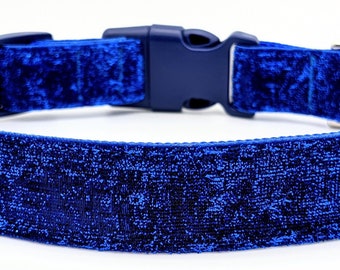 Royal Blue Sparkle Dog Collar / Blue Glitter Bling Dog Collar