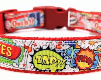 Comic Book Hero Dog Collar / Superhero Comics