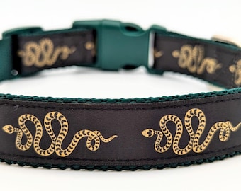 Slithering Snake Dog Collar / Gold Snake Gothic Mystical Spooky