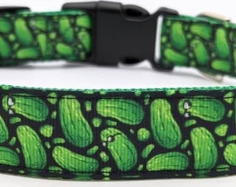 Cool Pickles Dog Collar / Dill Pickle Cucumber Foodie Dog Gift