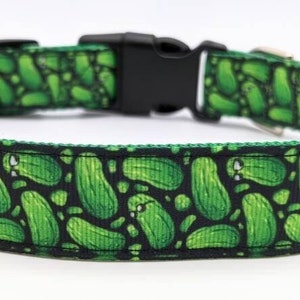 Cool Pickles Dog Collar / Dill Pickle Cucumber Foodie Dog Gift image 1