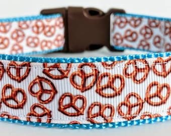 Pretzel Day Dog Collar / Mini Pretzel Foodie Dog Collar