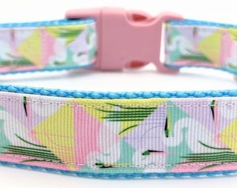 Beach Bird Dog Collar / Crane Egret Dog Collar / Summer Beach Dog Collar