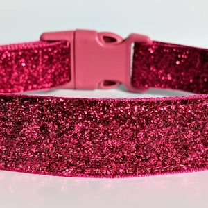 Raspberry Sparkle Dog Collar / Glitter Dog Collar / Hot Pink Sparkle