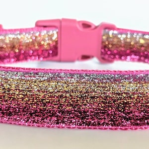 Sunset Ombre Sparkle Dog Collar / Pink Gold Ombre / Glitter Bling Dog Collar image 1