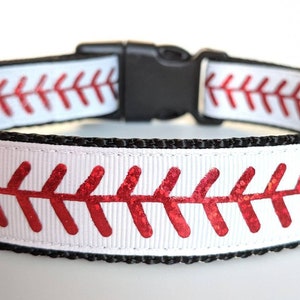 Baseball Stitches Dog Collar / Sports Dog Collar You pick the nylon & buckle colors image 1