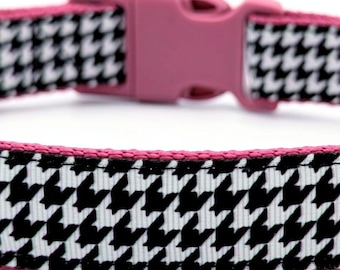 Houndstooth Dog Collar / Black and White Pattern