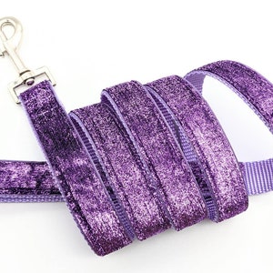 5 Foot Custom Metallic Sparkle Ribbon Leash Lavender