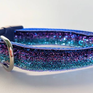 Mermaid Ombre Sparkle Dog Collar / Blue Purple Aqua / Bling Dog Collar image 3