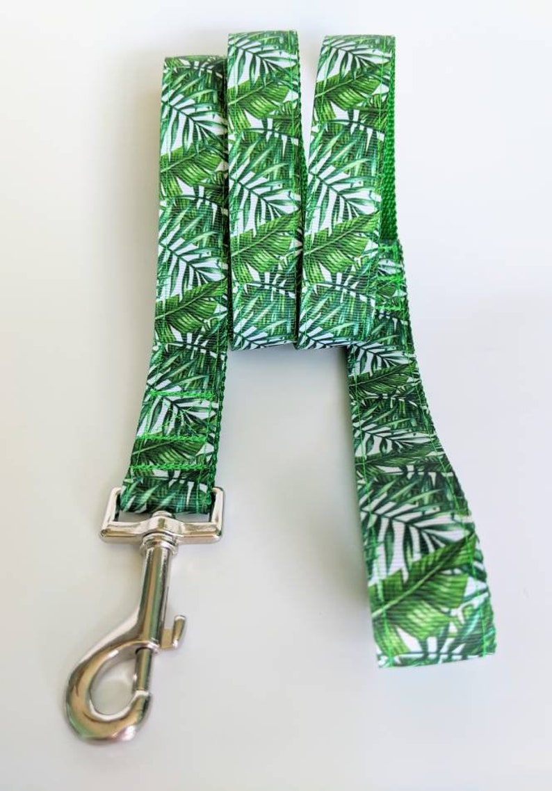 5 Foot Custom Ribbon Leash Palm Leaves