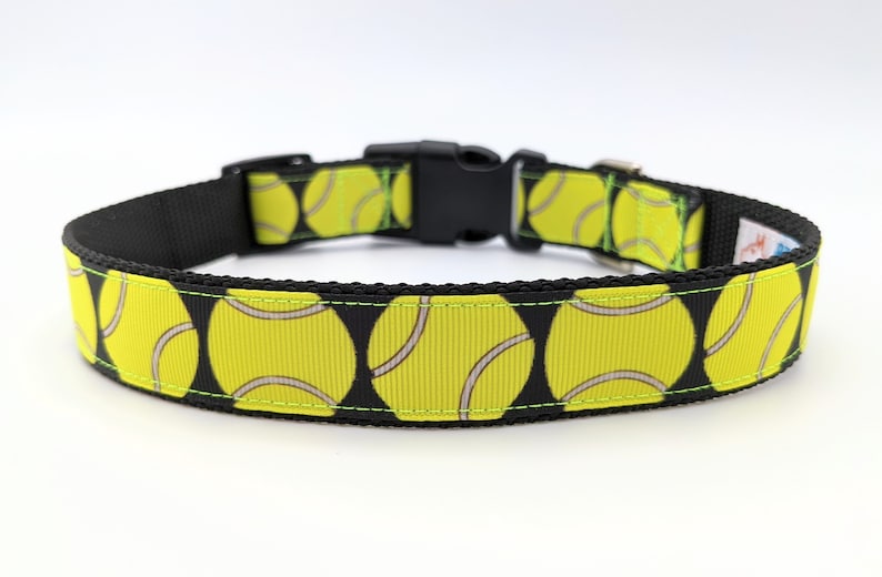 Tennis Ball Dog Collar / Yellow Tennis Ball image 1