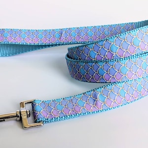 5 Foot Custom Ribbon Leash Purple MermaidScales