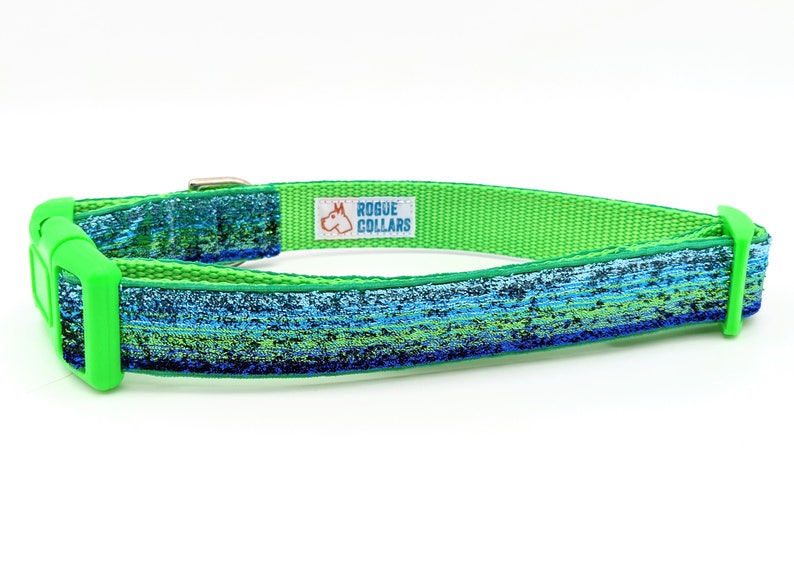 Blue Green Ombre Sparkle Dog Collar / Mermaid Sparkle Dog Collar image 6