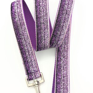 5 Foot Custom Metallic Sparkle Ribbon Leash Purple Ombre