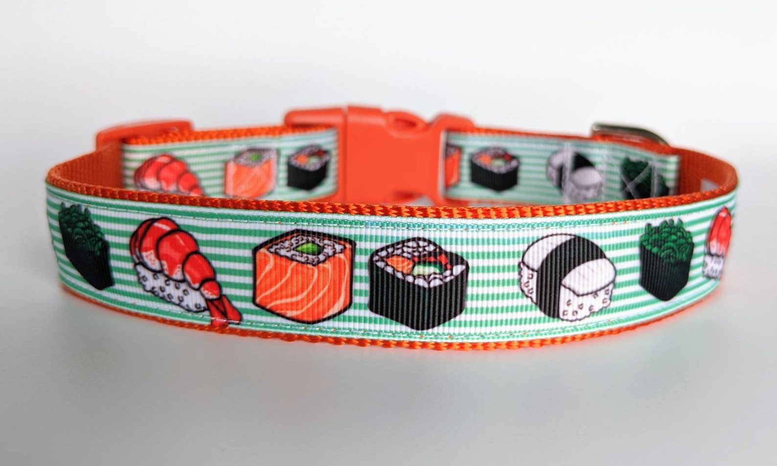 Sushi Stripes Dog Collar / Food Shrimp Tuna Rice Roll Etsy