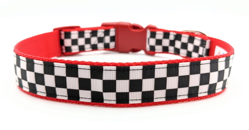 Checkered Flag Dog Collar / Racing / Race Car image 1
