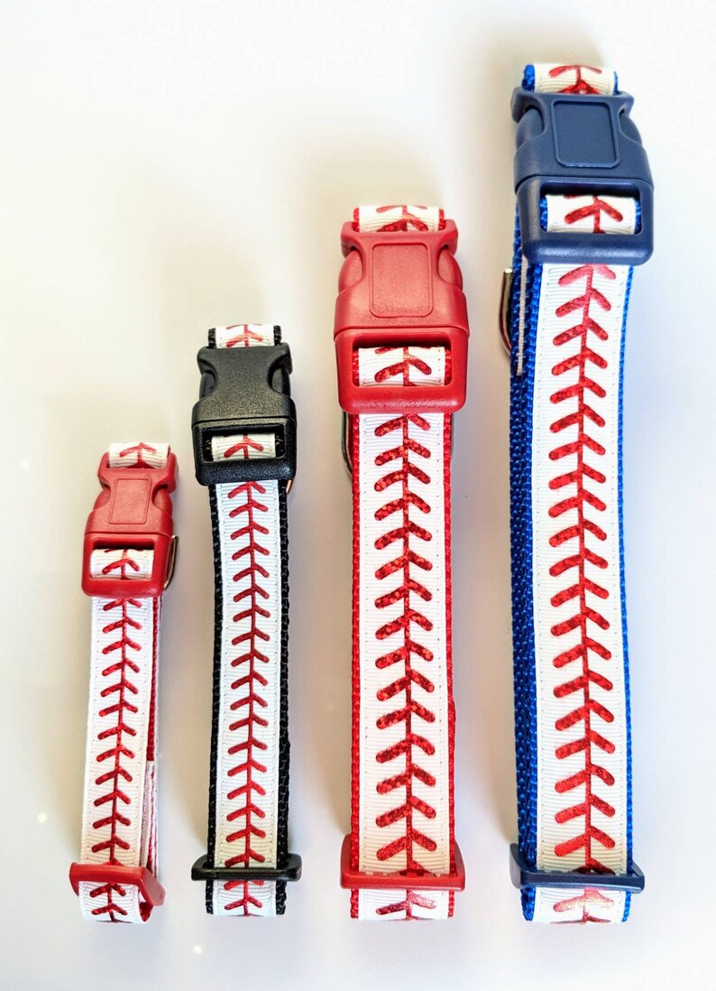 Baseball Stitches Dog Collar / Sports Dog Collar You pick the nylon & buckle colors image 2