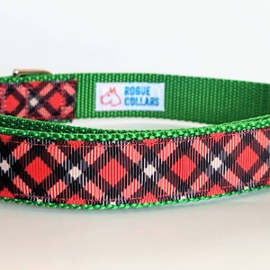 Red Black Tartan Plaid Dog Collar / Christmas Winter Dog Collar image 6