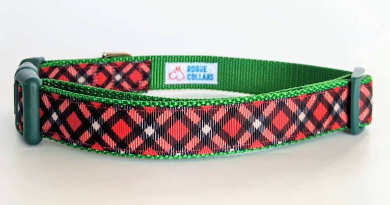 Red Black Tartan Plaid Dog Collar / Christmas Winter Dog Collar image 6