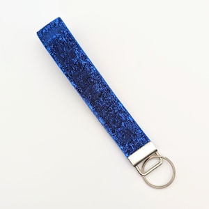 Custom Ribbon Key Fob / Key Chain Holder You pick the design Sparkle - Royal Blue