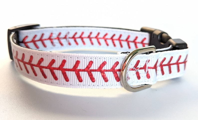 Baseball Stitches Dog Collar / Sports Dog Collar You pick the nylon & buckle colors image 4