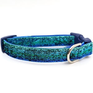 Blue Green Ombre Sparkle Dog Collar / Mermaid Sparkle Dog Collar image 4