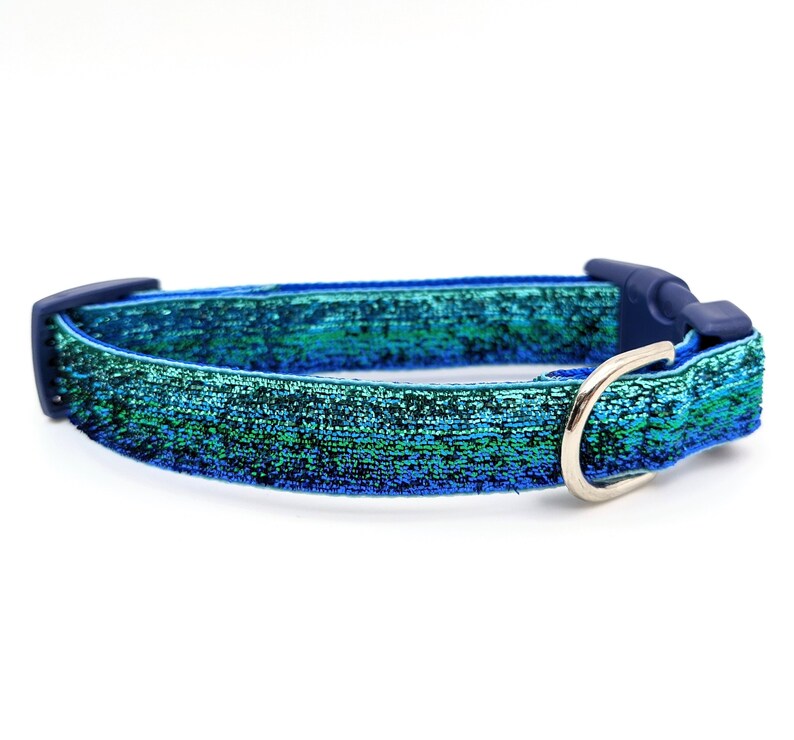 Blue Green Ombre Sparkle Dog Collar / Mermaid Sparkle Dog Collar image 4