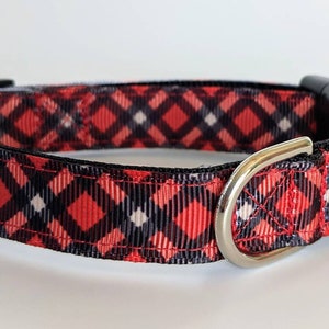 Red Black Tartan Plaid Dog Collar / Christmas Winter Dog Collar image 4