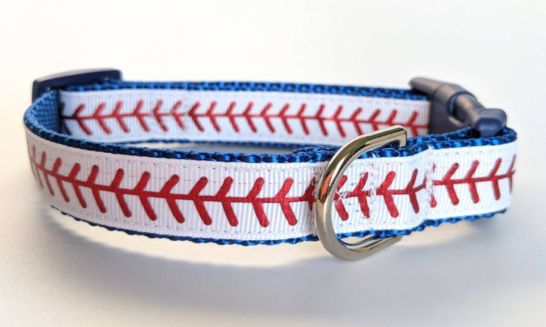 Baseball Stitches Dog Collar / Sports Dog Collar You pick the nylon & buckle colors image 5