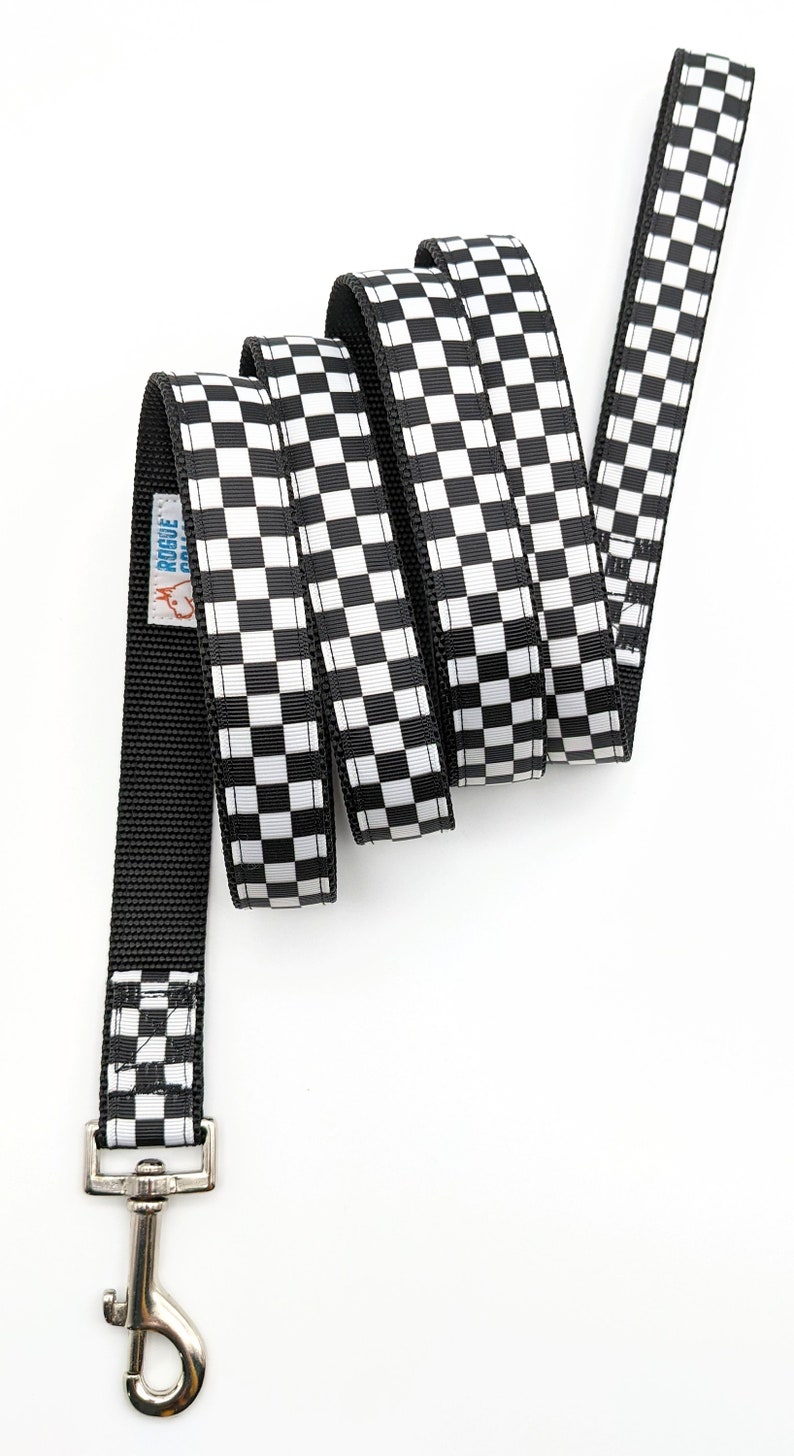 5 Foot Custom Ribbon Leash Checkered Flag