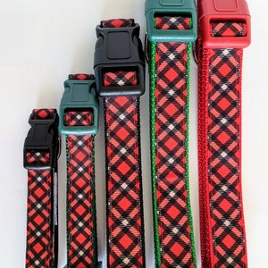 Red Black Tartan Plaid Dog Collar / Christmas Winter Dog Collar image 2