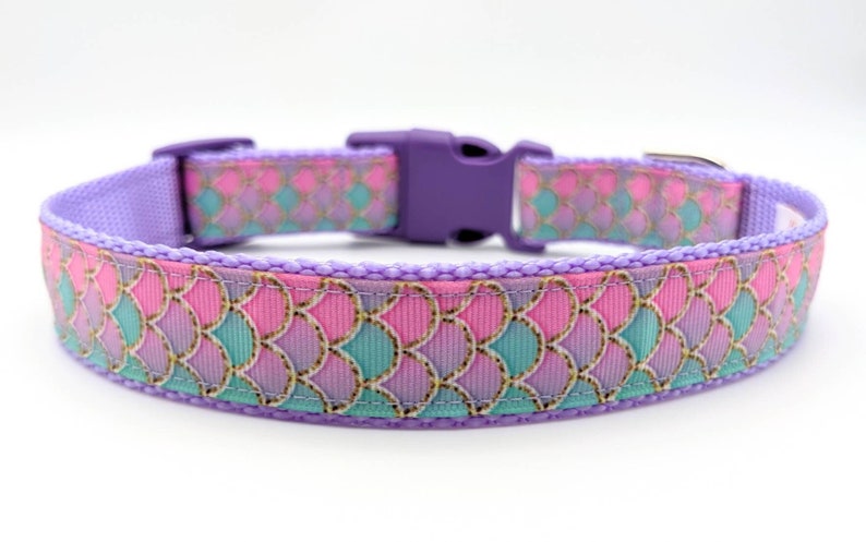 Pink Mermaid Scales Dog Collar / Summer Beach Dog Collar image 1