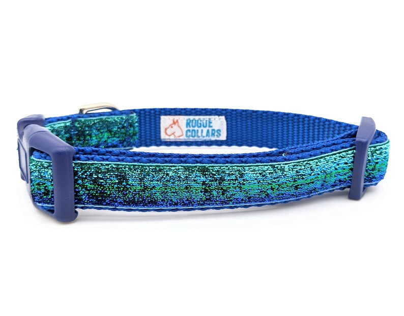 Blue Green Ombre Sparkle Dog Collar / Mermaid Sparkle Dog Collar image 5