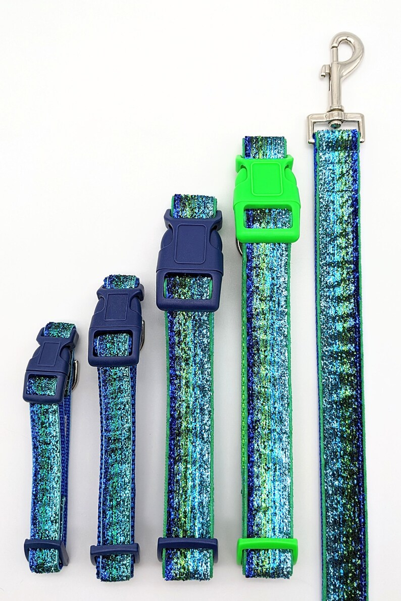 Blue Green Ombre Sparkle Dog Collar / Mermaid Sparkle Dog Collar image 2