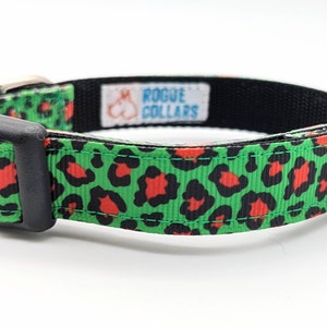 Christmas Leopard Print Dog Collar / Red Green Leopard Print / Holiday Dog Collar image 4