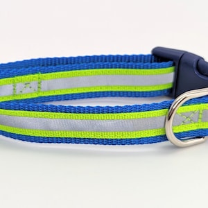 Neon Yellow Reflective Safety Dog Collar XS (5/8"wide) 8-12in