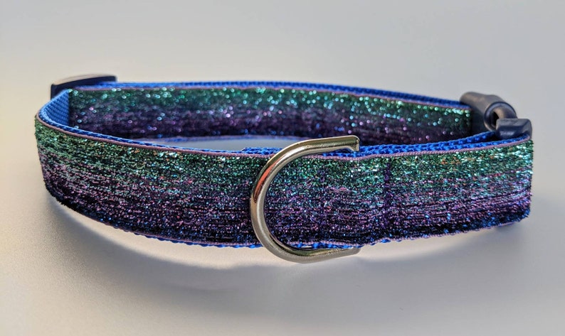 Mermaid Ombre Sparkle Dog Collar / Blue Purple Aqua / Bling Dog Collar image 6