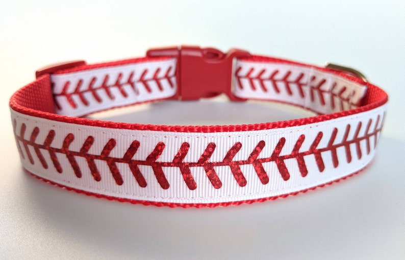 Baseball Stitches Dog Collar / Sports Dog Collar You pick the nylon & buckle colors image 6