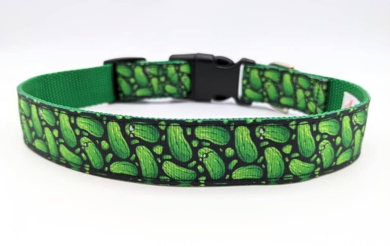 Cool Pickles Dog Collar / Dill Pickle Cucumber Foodie Dog Gift image 1
