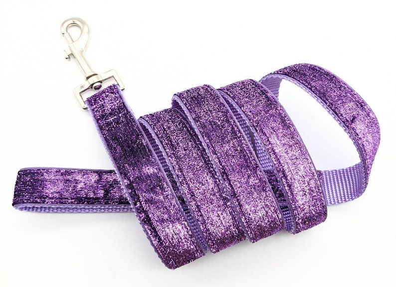 5 Foot Custom Metallic Sparkle Ribbon Leash Lavender